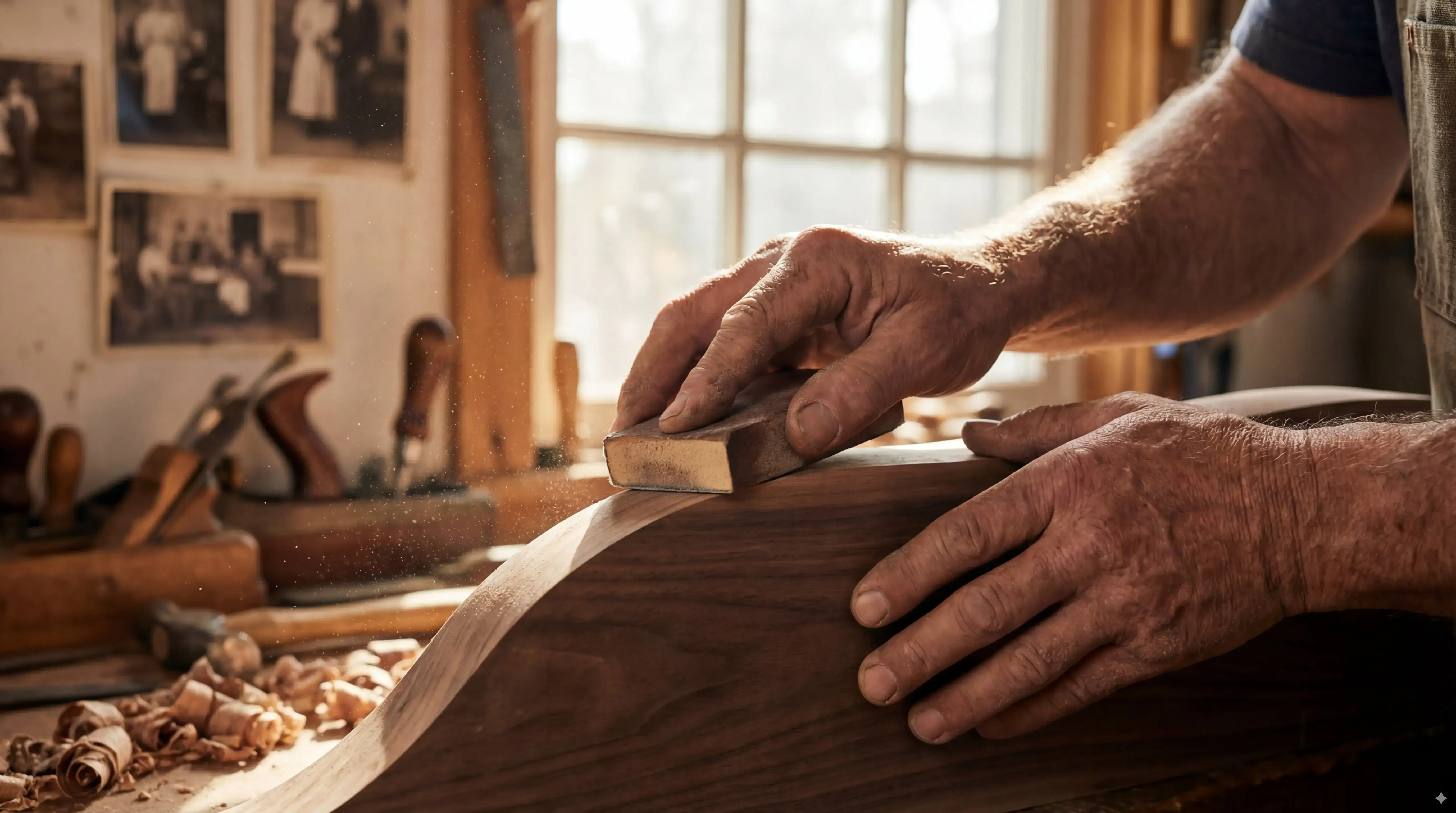Maestro artesano trabajando en el taller de ebanistería fina Carpiperg, 36 años de tradición en la Ciudad de México